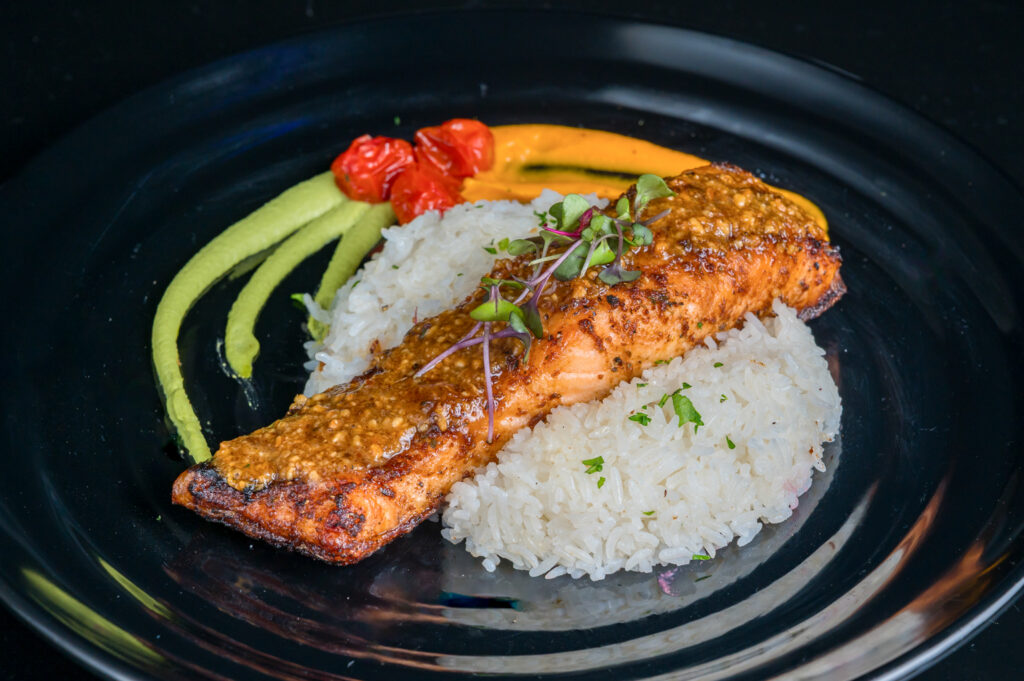Walnut Crusted Salmon Fish Kosher Restaurant Miami Beach Miris Cafe 41st Street