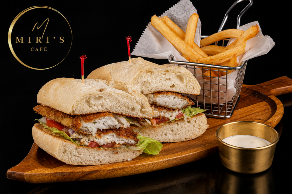 Crispy Fish Sandwich Kosher Fish Miami Beach Miris Cafe Restaurant